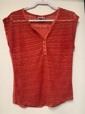 love on a hanger Coral Lace Henley Shell